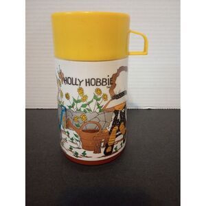 Vintage Yellow‎ Aladdin Thermos 8 Oz. Beach Friends Dog Holly Hobbie